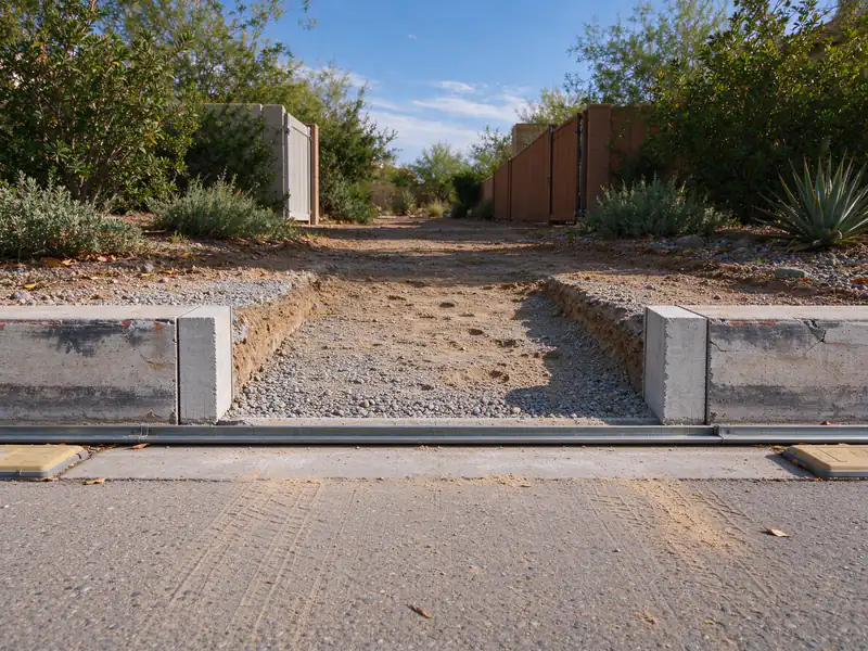 Curb section removed between two saw cuts for a new Mesa driveway entrance