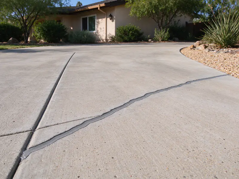 Hot rubberized sealant being applied to cracks in an asphalt driveway in Chandler