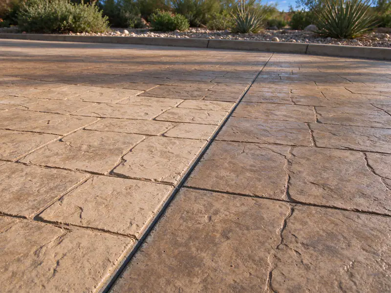 New stamped concrete section next to the original in Scottsdale, slightly different in shade